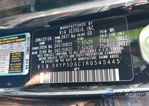 2024 Kia Telluride Sx X-Line из США, поврежденный, VIN 5XYP5DGC1RG545445